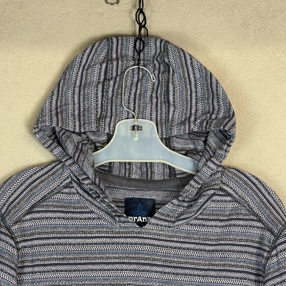 prAna Hoodie Mens M Multicolor‎ Striped Dweller Terry Knit Regular Fit Pullover - Picture 2 of 13